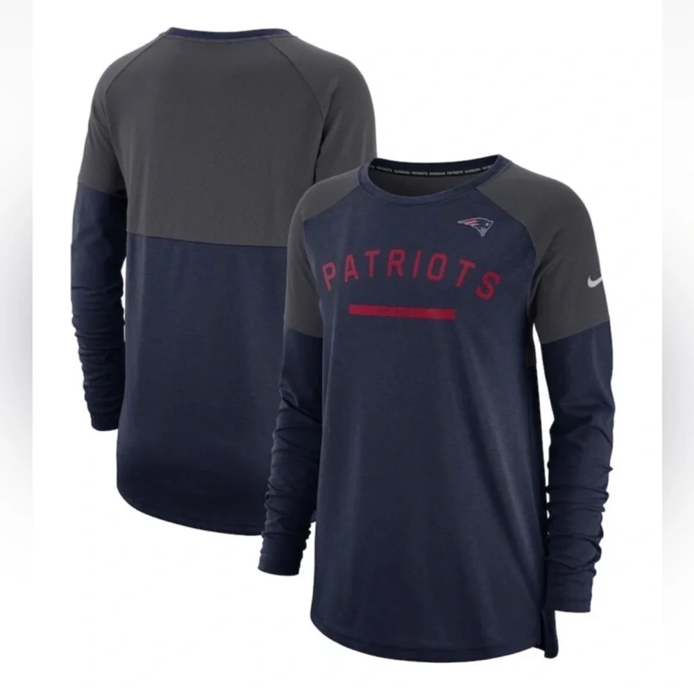 Women S‎ Nike Navy New England Patriots Tailgate Long-Sleeve T-Shirt Top Dri Fit